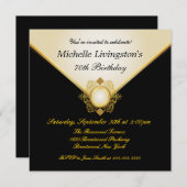 Plutôt Black Gold Ivory Invitations De Fête Des Fe (Devant / Derrière)