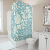 Plutôt Bleu Motif Floral Douche Rideau (En situation)