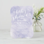 Plutôt Purple Aquarelle Baby shower Invitation (Debout devant)