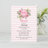Plutôt rose Baby shower rayé Invitation (Debout devant)