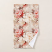 Plutôt rose Crème Bleue Rose Floral (Serviette à main)