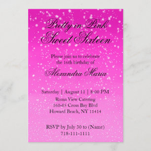 Plutôt rose Ombre Sweet 16 Invitation