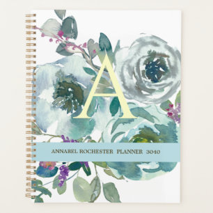 Plutôt Turquoise aquarelle roses planificateur per