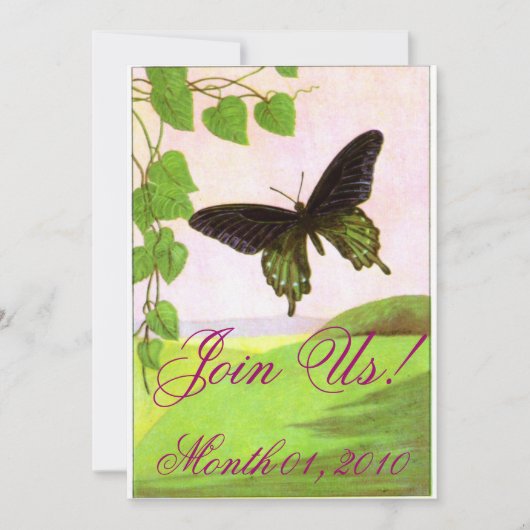 Plutôt vert Invitations de papillons Vintages (Devant)