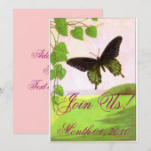 Plutôt vert Invitations de papillons Vintages (Devant / Derrière)