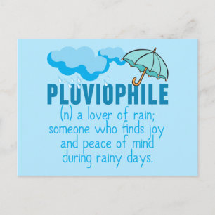 Pluviophile Rain Lover Blue Umbrella Briefkaart