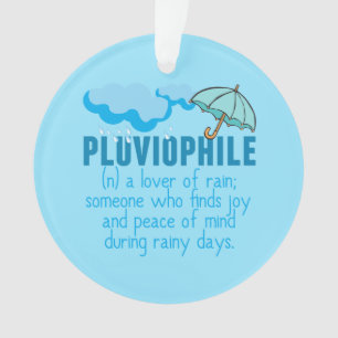 Pluviophile Rain Lover  Blue Umbrella Ornament