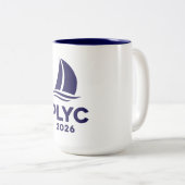 PLYC 2026 White Mug with Navy Interior (Devant droit)
