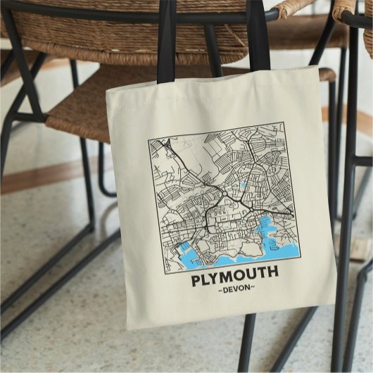 Plymouth, Devon City Map Tote Bag