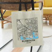 Plymouth, Devon City Map Tote Bag