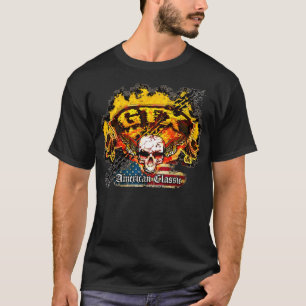 Plymouth GTX - Burnout Banner Skull -n-Flag T-shirt