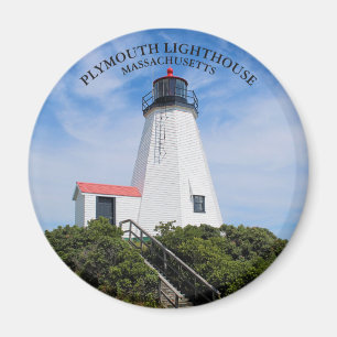 Plymouth Lighthouse, Massachusetts Round Magnet Magneet