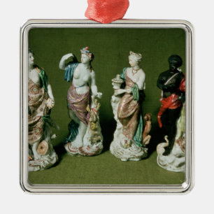 Plymouth porcelain cijfers op de vier continenten metalen ornament