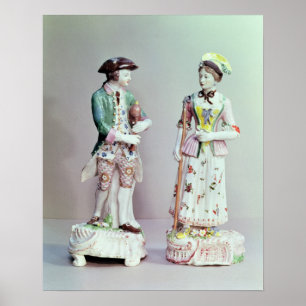 Plymouth porcelain shepherd en herderdess poster