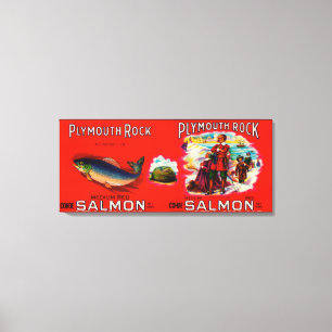 Plymouth Rock Brand Salmon Label Canvas Afdruk