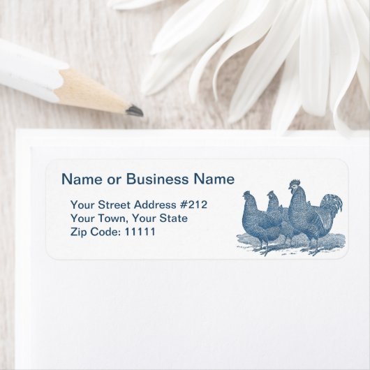 Plymouth Rock Chickens Antiek Blauwe Haan Kippen Etiket (Insitu)