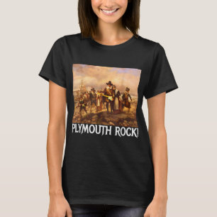 Plymouth Rock. Thanksgiving Pelgrims Rocking Guita T-shirt