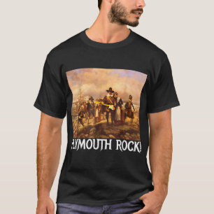 Plymouth Rock. Thanksgiving Pelgrims Rocking Guita T-shirt