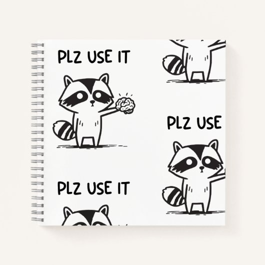 plz gebruik het - grappige racoon sarcastisch notitieboek (Voorkant)