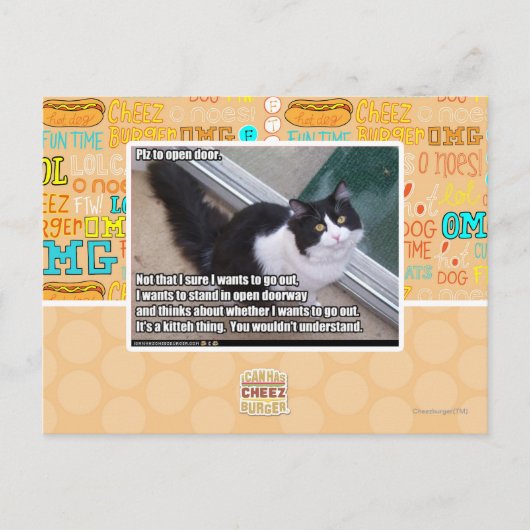 Plz om de deur te openen briefkaart (Voorkant)