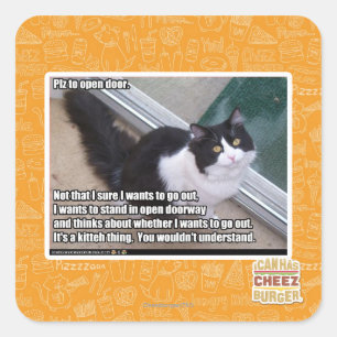 Plz om de deur te openen vierkante sticker