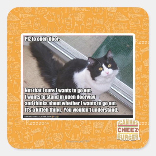 Plz om de deur te openen vierkante sticker (Voorkant)