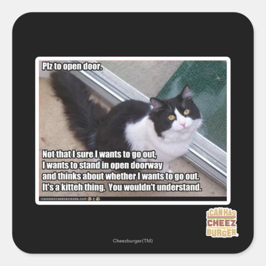 Plz om de deur te openen vierkante sticker (Voorkant)