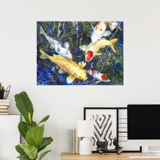 PMACarlson Koi, Poster bleu profond (Bureau à domicile)