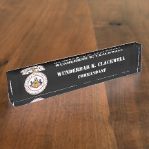 PMC DESK NAMEPLATE w/Classic PMC Seal (WHT TEKST)