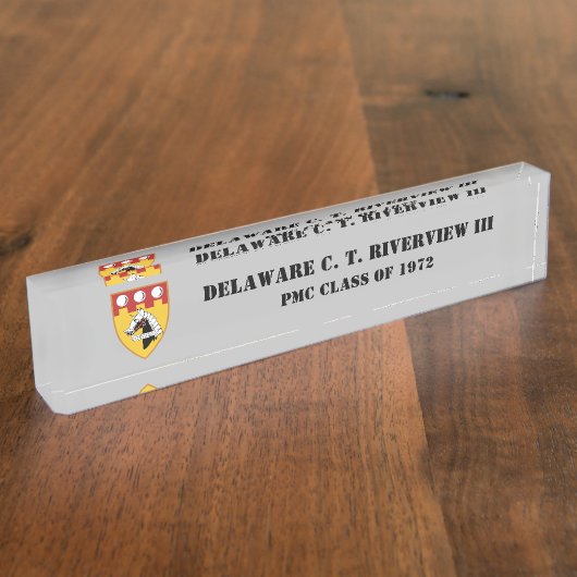 PMC DESK NAMEPLATE w/PMC Seal (BLK-TEKST) Naambordje (Zijkant)