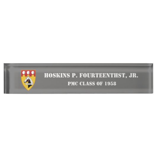 PMC DESK NAMEPLATE w/PMC Seal (WHT-TEKST) Naambordje (Voorkant)