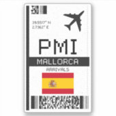 PMI Mallorca Boarding Pass - Spanje Reizen Sticker (Voorkant)