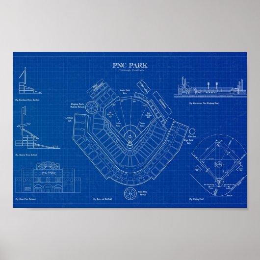 PNC Park Blueprint Poster (Voorkant)