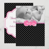 Pneuka rose noir point photo Carte de remerciement (Devant / Derrière)