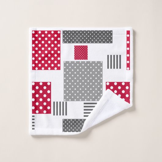 Pneuka rouge gris patchwork sur arrière - plan bla (Gant de toilette)