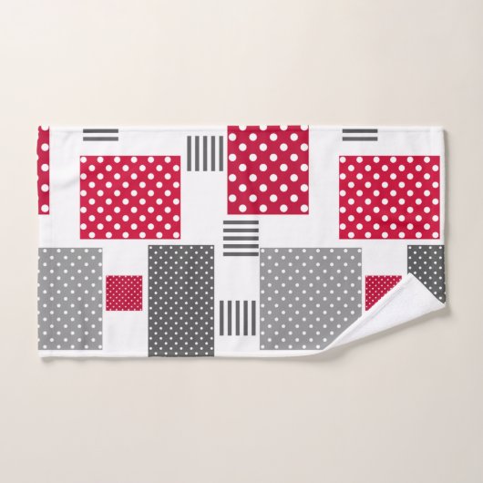 Pneuka rouge gris patchwork sur arrière - plan bla (Serviette à main)