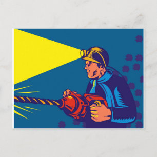 pneumatische boorretro van kolenmijningang briefkaart