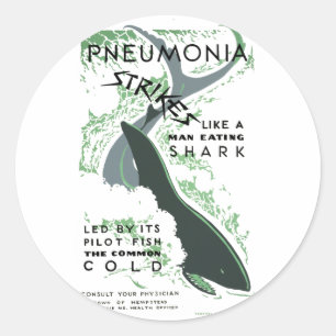Pneumonie stakingen ronde sticker