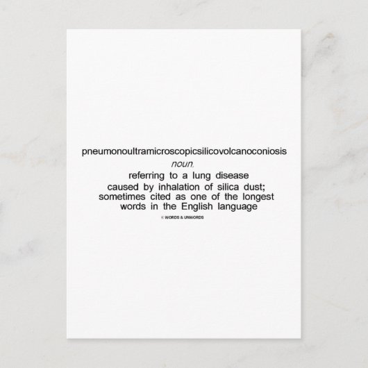 Pneumonoultramicroscopische silicovulkanoconiose briefkaart (Voorkant)