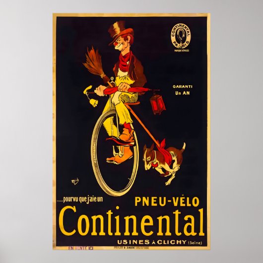 Pneus Continental Paris 1900 AFFICHE IMPRIMEE A5-A (Devant)