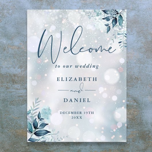 Pneus d'hiver Mariage floral Affiche de bienvenue