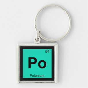 Po - Polonium Chemistry Periodic Table Symbool Sleutelhanger