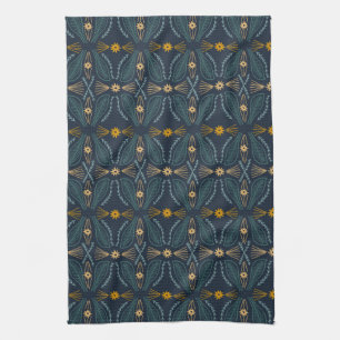 Poblanos Abstract Modern Leaves Pattern Theedoek