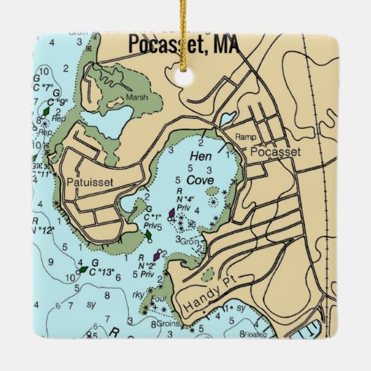 Pocasset MA Nautical Chart Keramisch Ornament (Achterkant)
