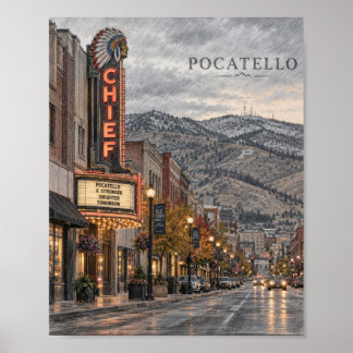 Pocatello Bergstad Landschap Poster | Idaho S