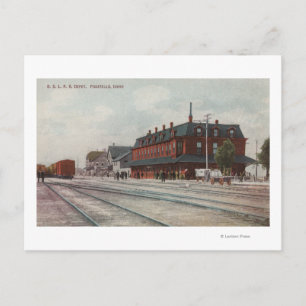 Pocatello, ID - Treinen en mensen rond treinen Briefkaart