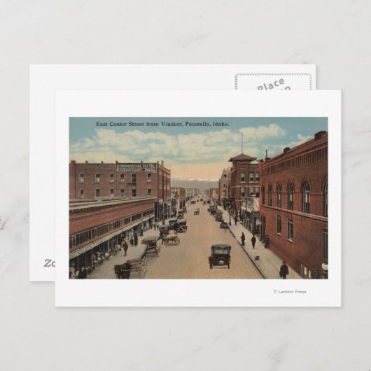 Pocatello, ID - Uitzicht van E. Center Briefkaart (Voorkant / Achterkant)