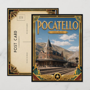 Pocatello Idaho Vintage Art Deco Gouden Tijdperk Briefkaart