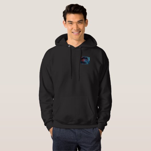 poche de sweat à capuche noir tech Quantum Eye (Devant entier)