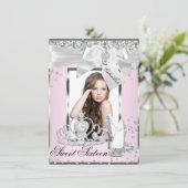 Poche rose Tiara Photo Sweet 16 Invitation (Debout devant)